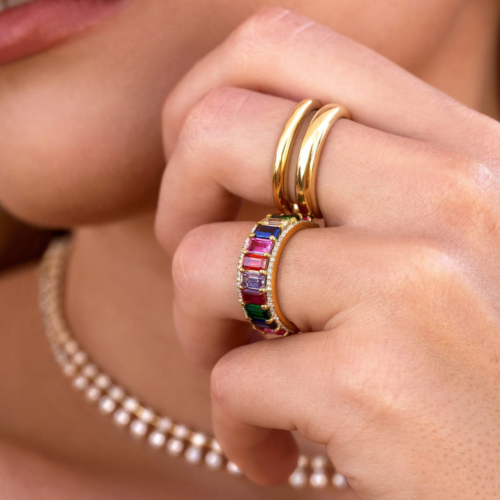 RING REGENBOGEN-BAGUETTE