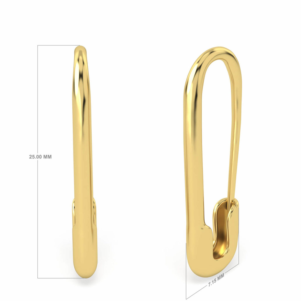 EARRING SAFETY PIN FULL GOLD