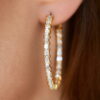 BOUCLE D'OREILLE ANNEAUX BAGUETTE DIAMANTS