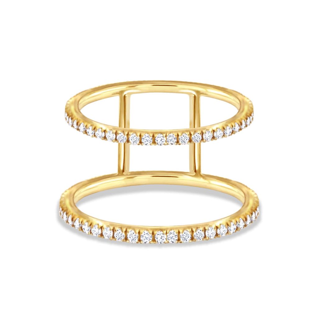 double-diamond-ring-double-line-18k-gold