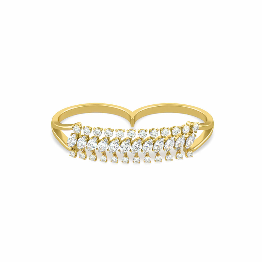 Doppel-Finger-Diamant-Ring-Ring-Ingwer-Doppel-18k-Gold