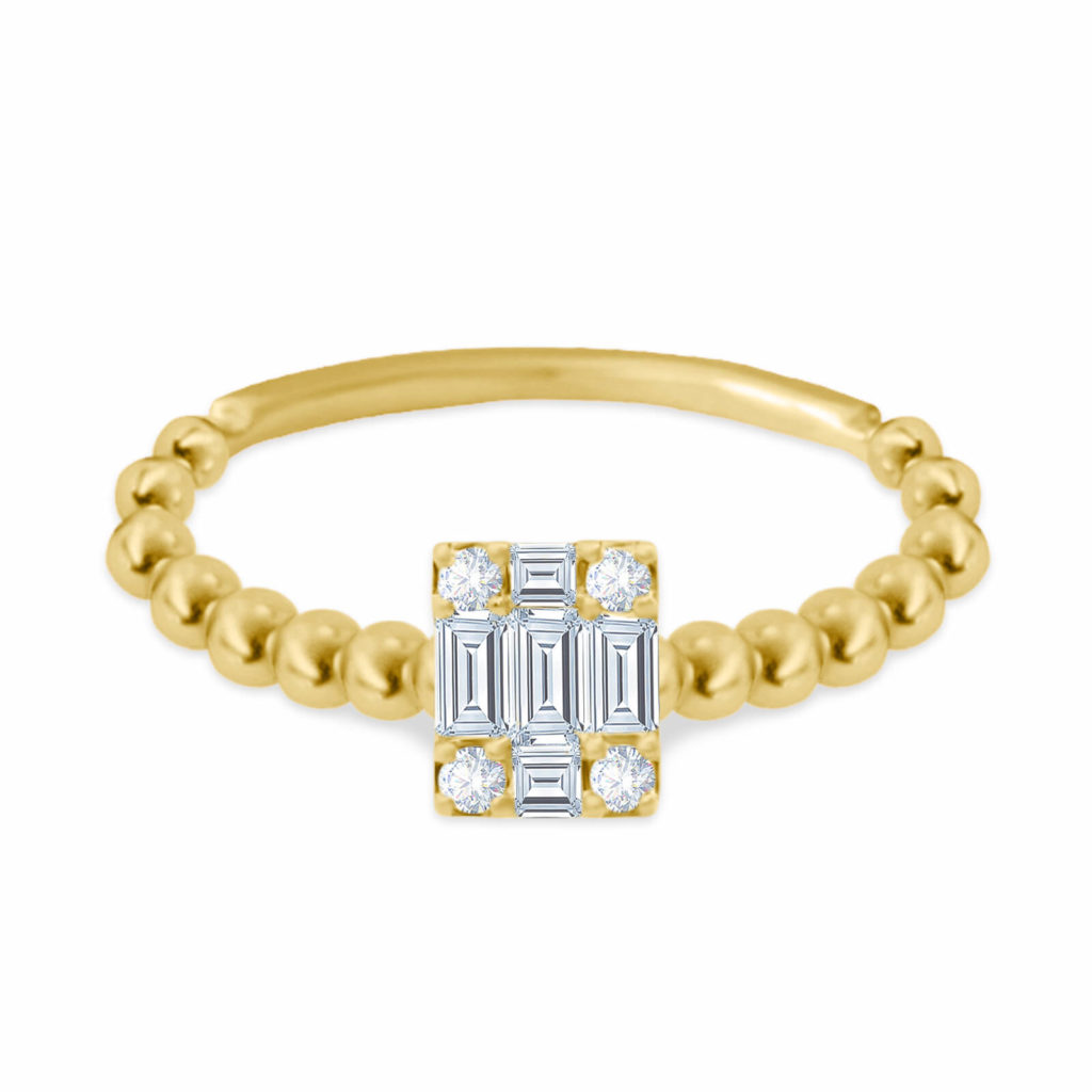 Ring Elixir Square 18k Gold and Diamonds | Aquae Jewels
