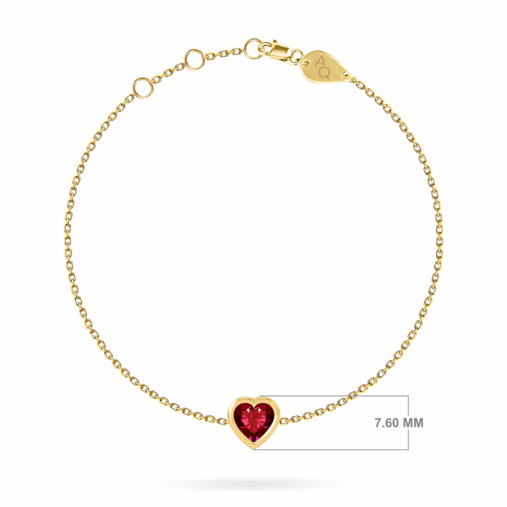 bracelet en pierre précieuse en forme de coeur-18k-or