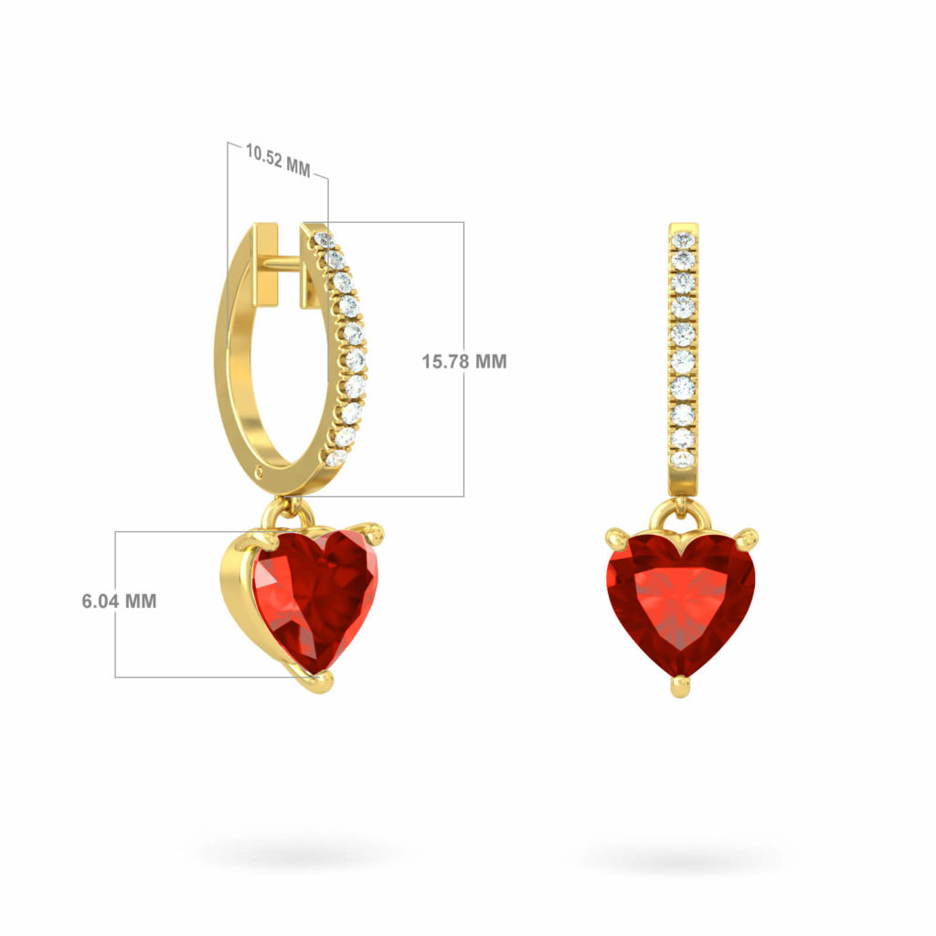 EARRINGS SCARLETT HEART PRECIOUS STONES