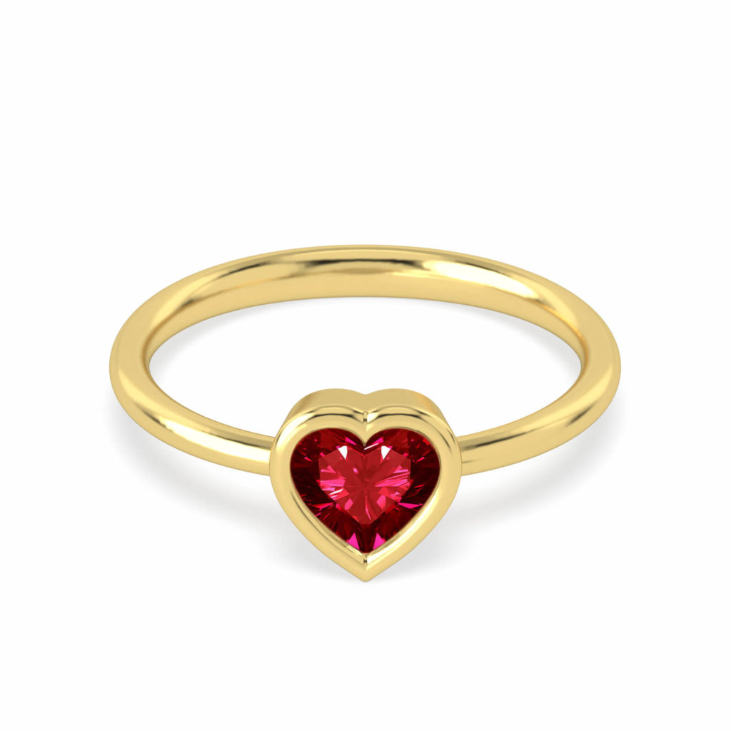 bague de coeur en pierre précieuse-18k-or