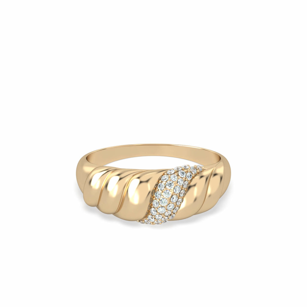 gemusterter Diamant-Ring-Ring-Torsade-Diamanten-18k-Gold