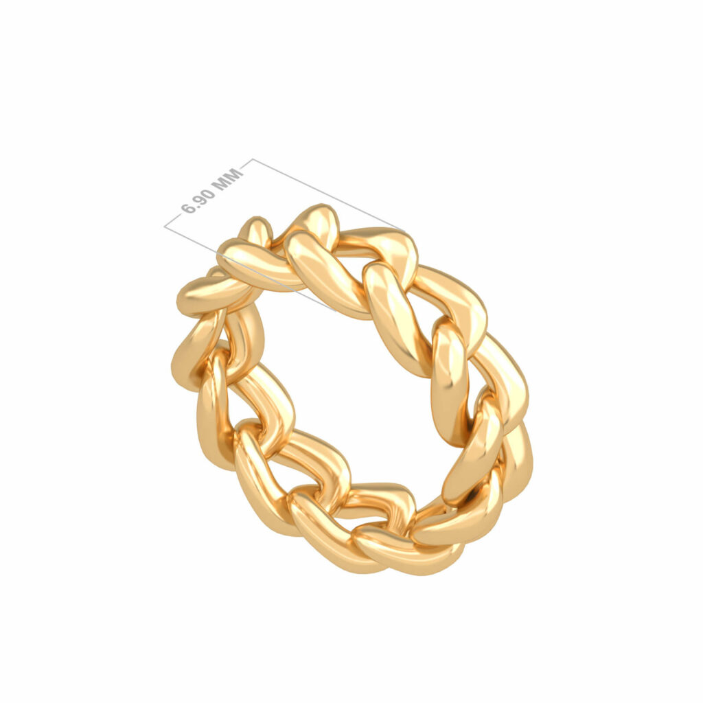 anneau cubain-link-diamond-18k-or