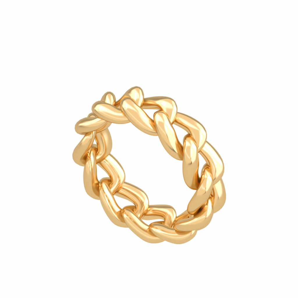 anneau cubain-link-diamond-18k-or