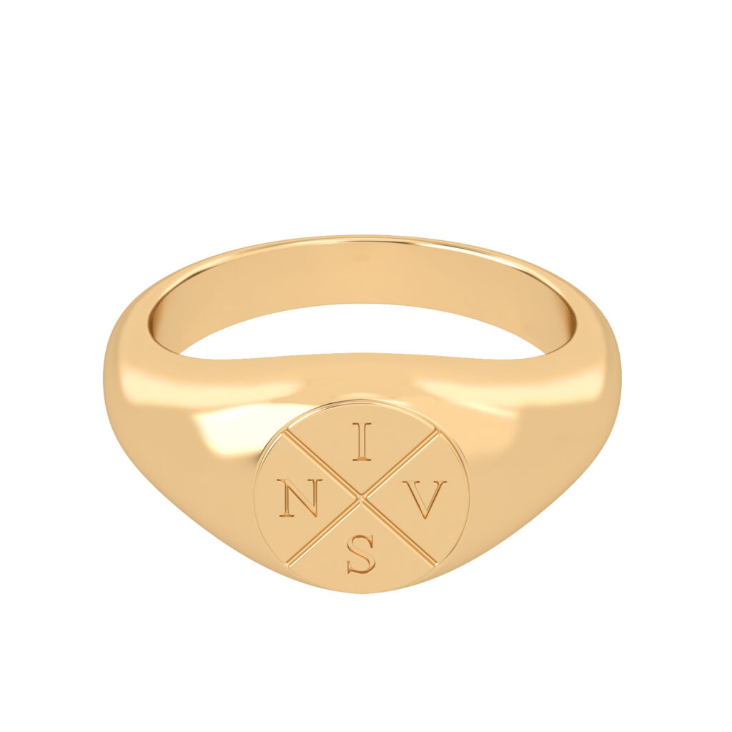 personalisierter Goldring-Ring-Männer-Versailles-Runde-4-Buchstaben-18k-Gold