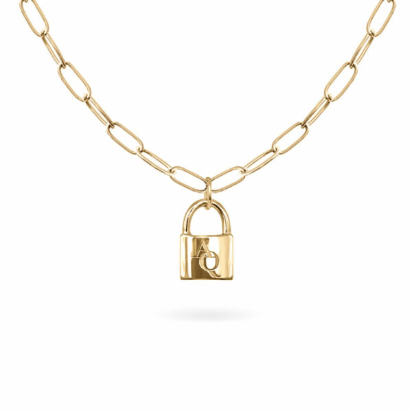 Necklace Men Links Lock 18K Gold - Aquae Jewels