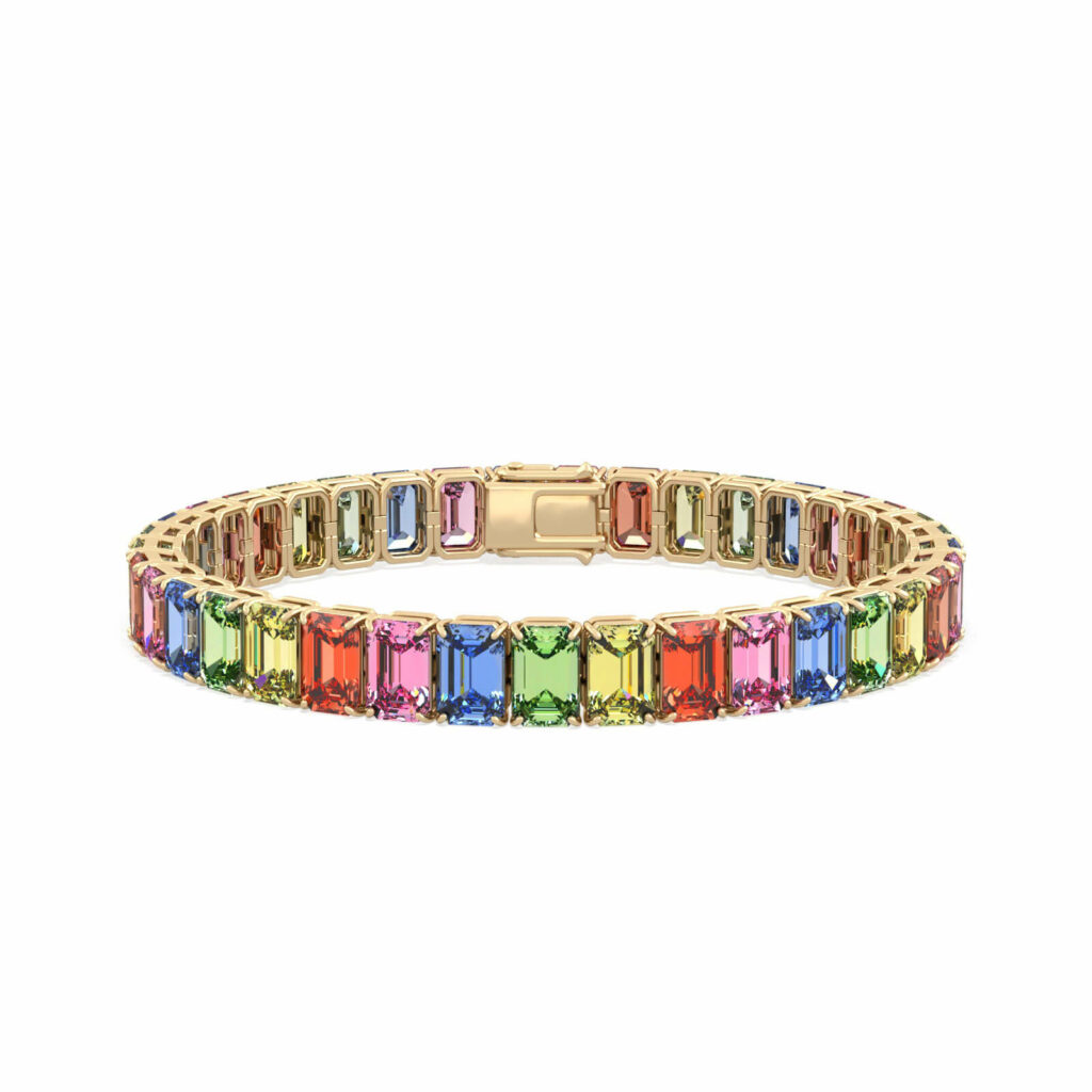 bracciale in pietra multicolore - arcobaleno 18k