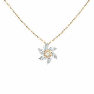 Sonnenblumen-Halskette-Diamantenblätter-18k-gold