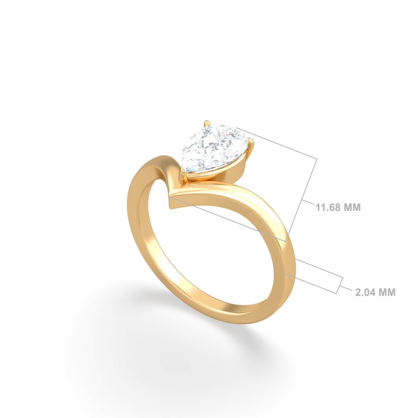 Engagement Ring Love Pear 18K Gold and Diamonds | Aquae Jewels