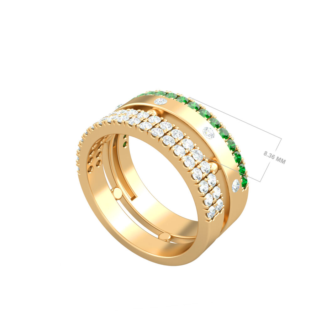 anneau d'or avec diamants et pierres précieuses-leila-18k-or