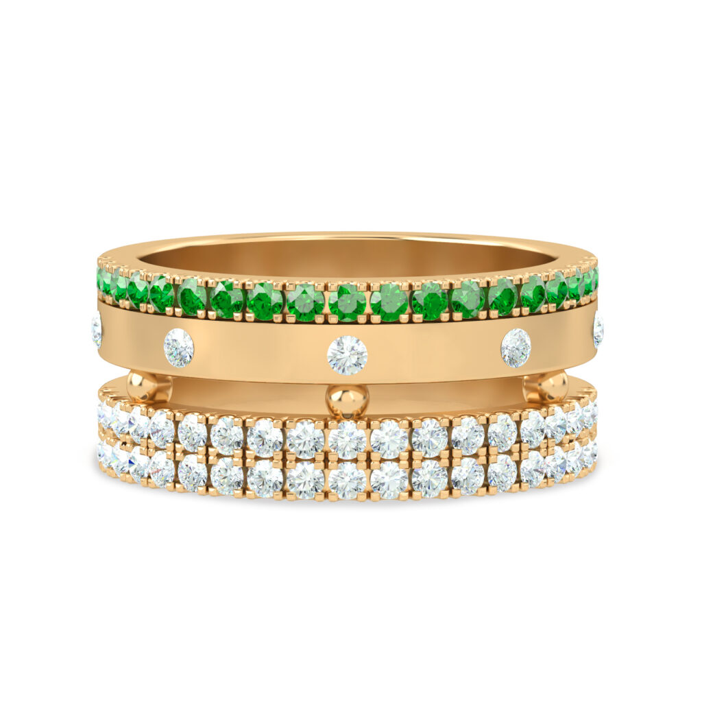 anneau d'or avec diamants et pierres précieuses-leila-18k-or