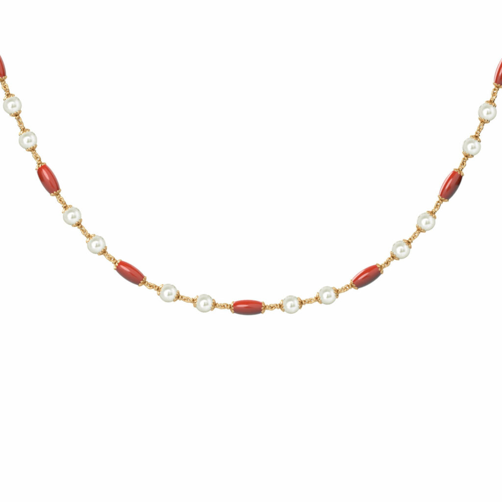 gold-perle-Choker-halskette-sommerzeit-18k-gold