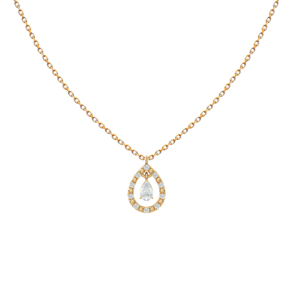 collier diamant-goutte de poire-18k-or