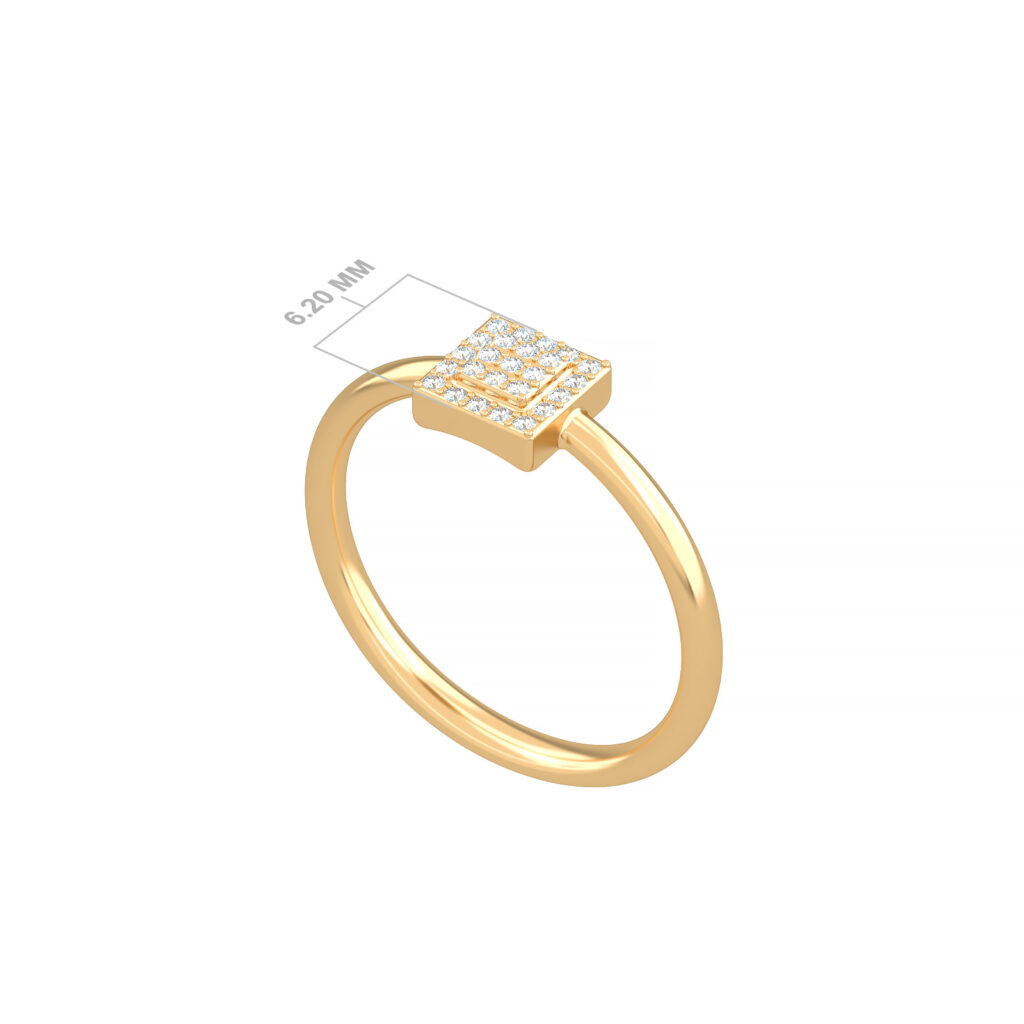 anello con diamante e pavé - quadrato 18k-oro