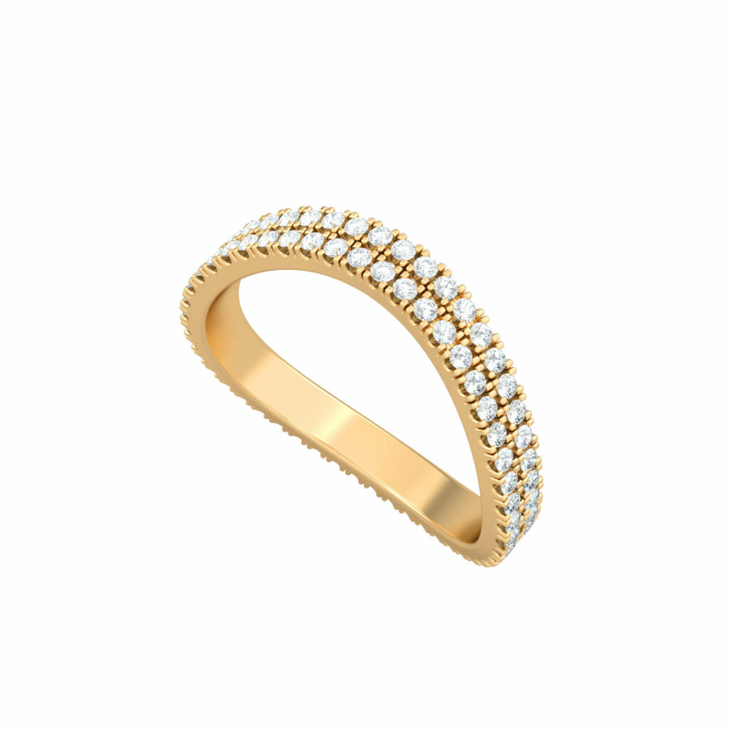 anneau d'or de luxe-swing-two-diamond-rows-18k-or