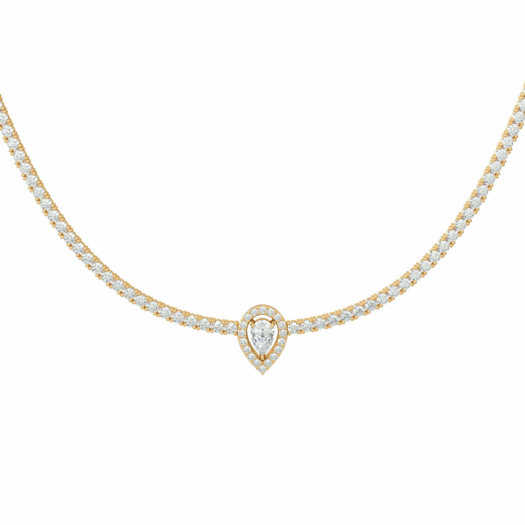 Solitär-Diamant-Halskette-Anhänger-eternale-Birne-18k-Gold