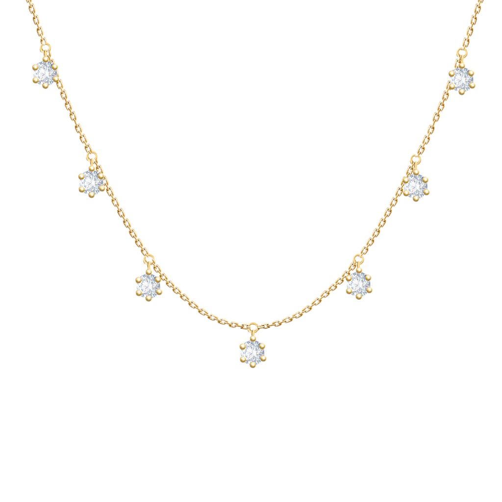 Diamond Pendant Choker in 18K Gold with Cosmos Design