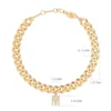 Diamond Letter Cuban Anklet - yellow gold - Aquae Jewels - Exquisite Jewelry