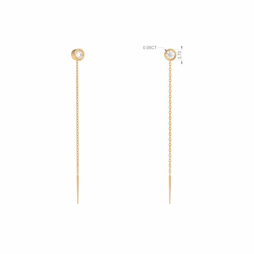 Enfile-boucles d'oreilles Solitaire - YG - 2