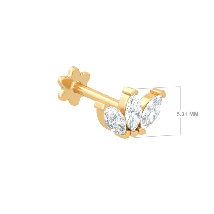 Marquise Triplet Piercing - yellow gold - Aquae Jewels - Exquisite Jewelry