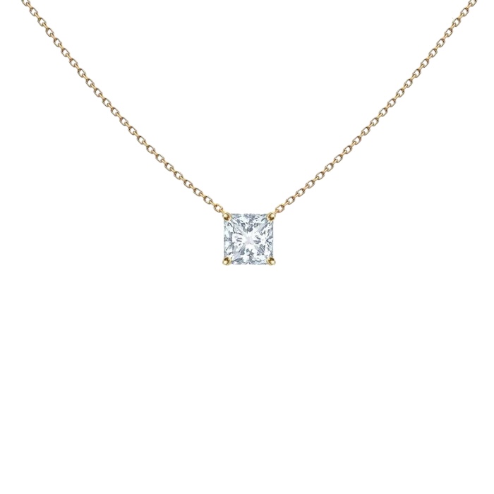 Diamant-Halskette mit quadratischem Schliff-18k-Gold