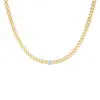 Diamond Chain Choker Necklace – Thin Chain Choker with Solitaire Diamond in 18K Gold