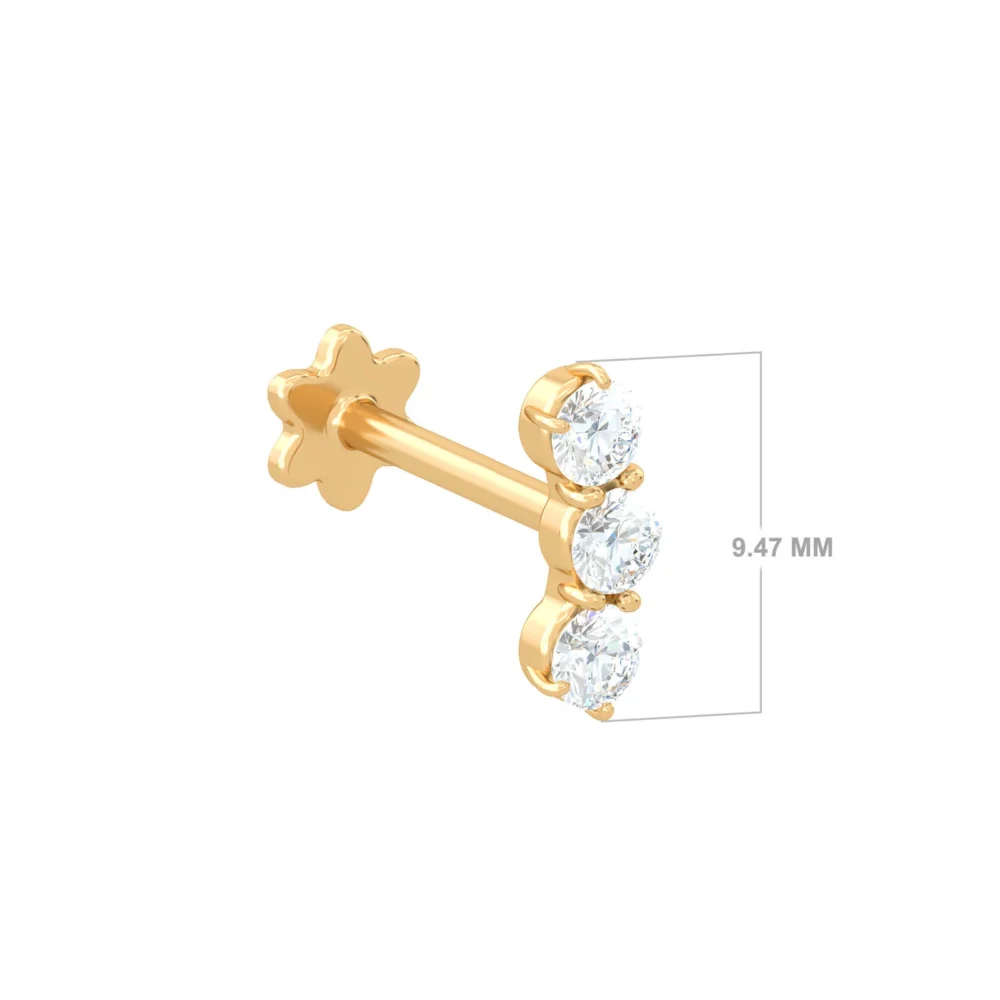 Trilogy Piercing - yellow gold - Aquae Jewels - Exquisite Jewelry