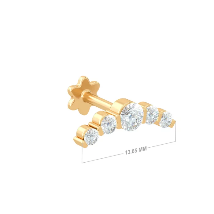 5 Diamanten Bogenpiercing - Gold - Aquae Jewels - Exquisiter Schmuck