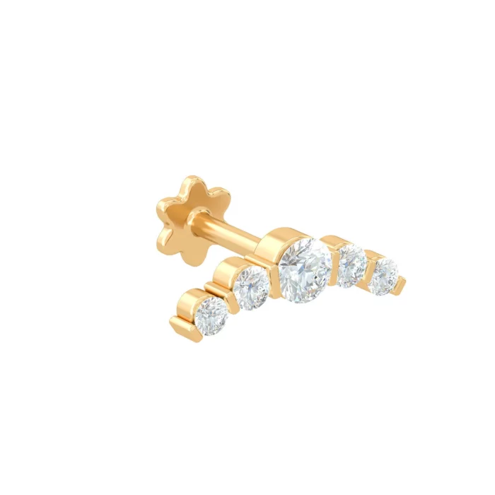Piercing ad arco con 5 diamanti - oro giallo - Aquae Jewels - Gioielli squisiti