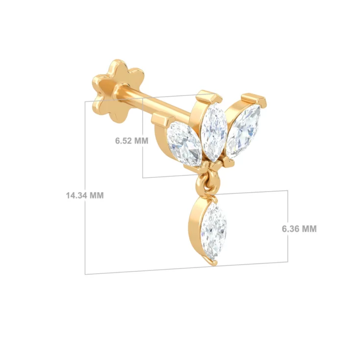 Пирсинг "Маркиза Триплет" - золото - Aquae Jewels - Изысканные ювелирные изделия