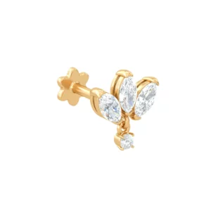 Мини-лотос для пирсинга - желтое золото - Aquae Jewels - Изысканные ювелирные изделия