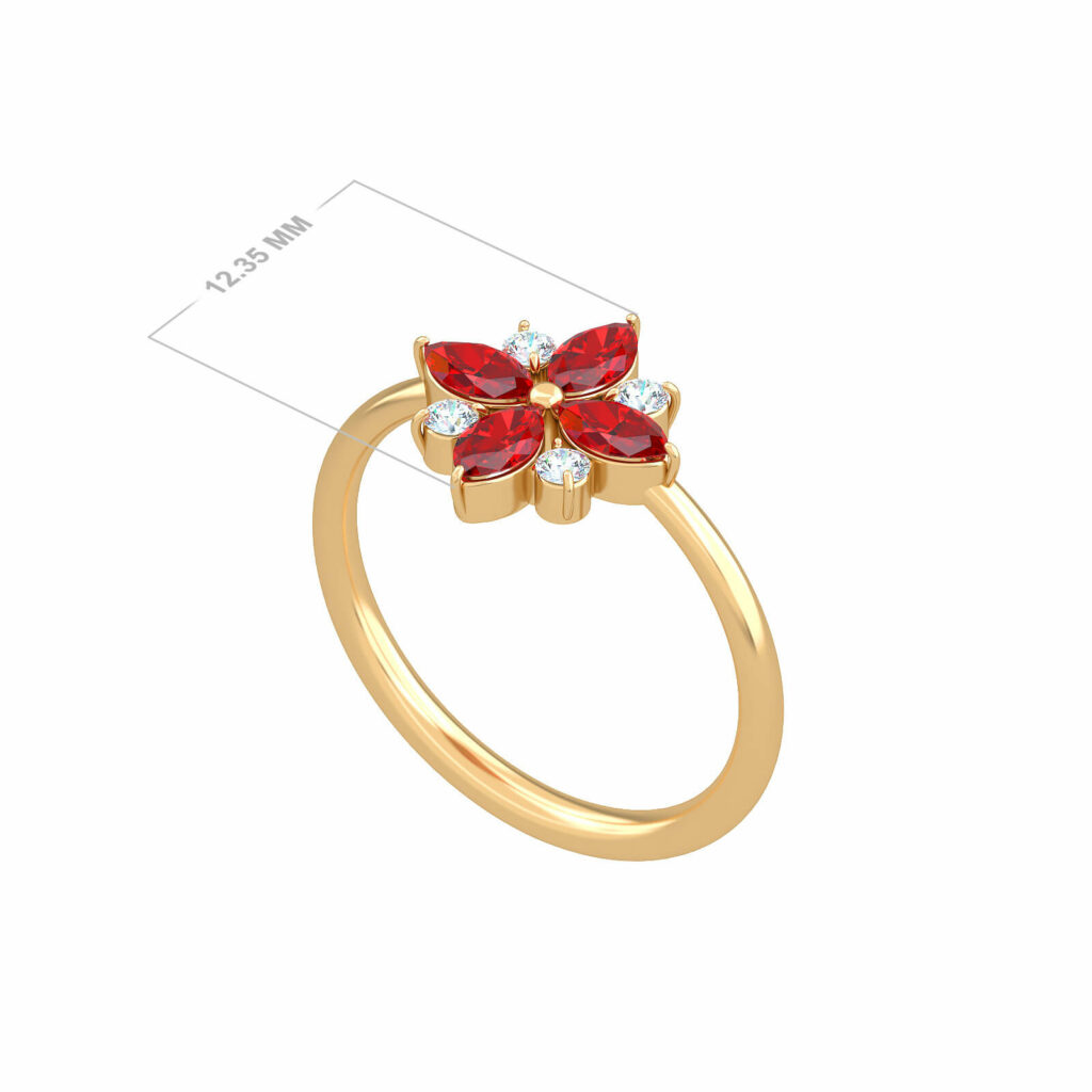 bague-pierre précieuse-fleurie-amour-hiver-18k-or