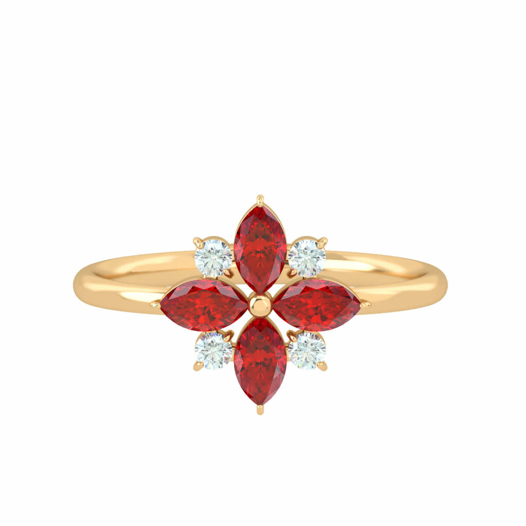 bague-pierre précieuse-fleurie-amour-hiver-18k-or