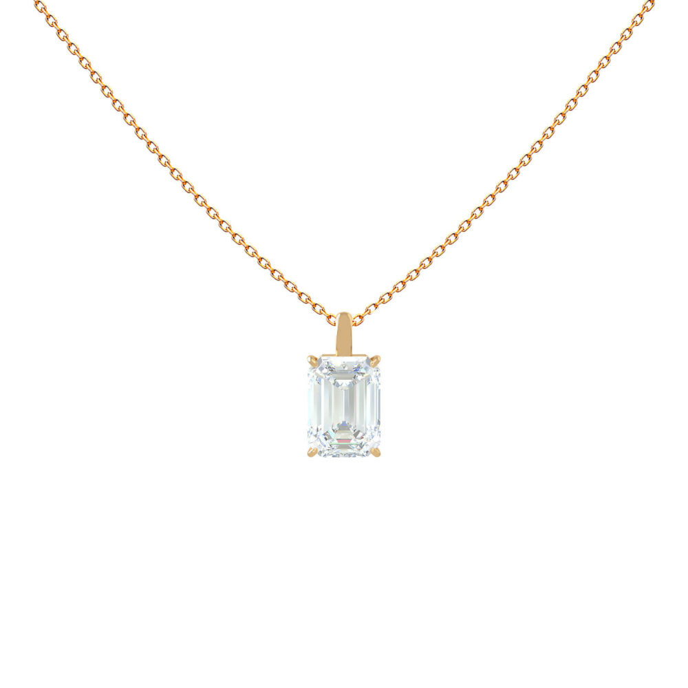 Smaragd-Schliff-Diamant-Halskette-18k-Gold