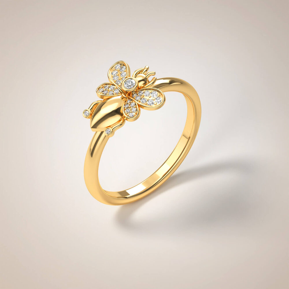 anneau nid d'abeille-diamant-18k-or