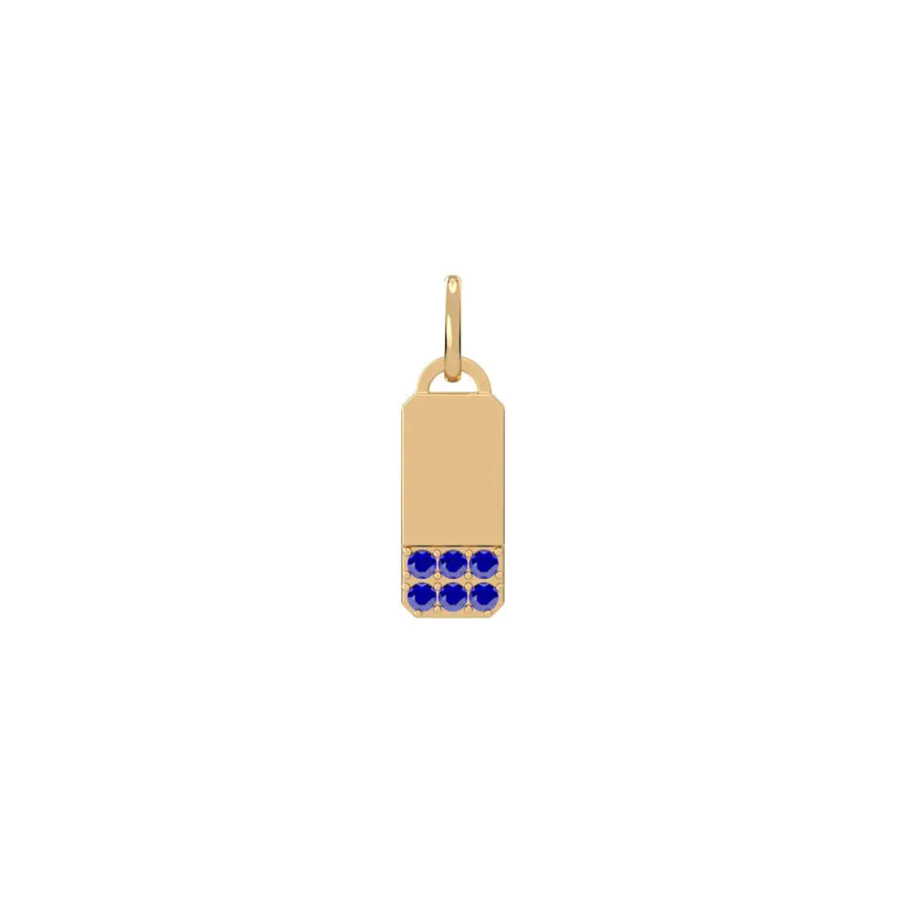 Charm Mini Tag Blue Sapphire Y