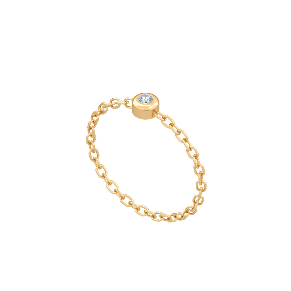 anello con diamante-solitario-catena pura-18k-oro